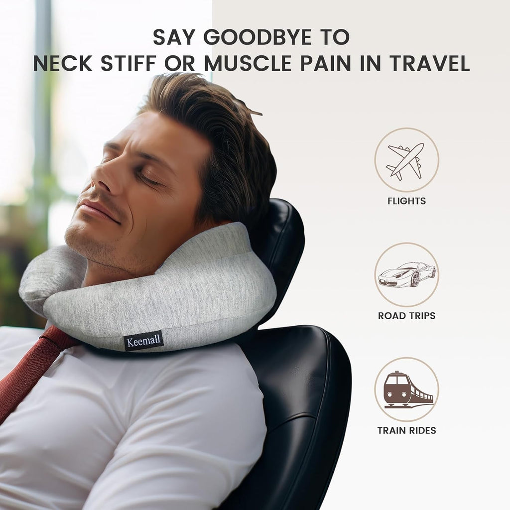 Keemall Inflatable Travel Pillow, Upgraded Travel Neck Pillow for Airplane Neck Support Sleeping - 3rd Generation, Double Comfort Plane…