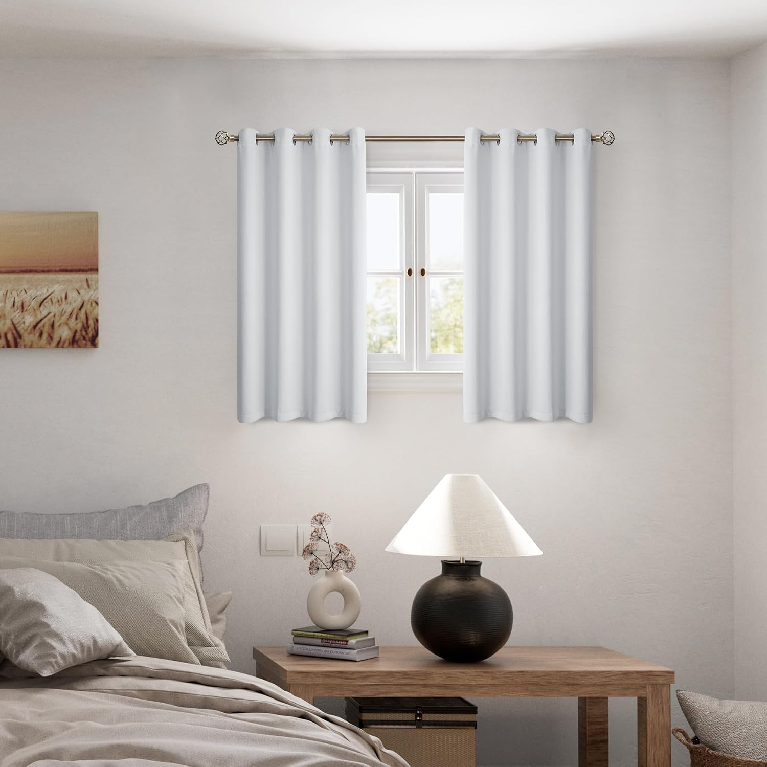 BGment Short Blackout Curtains 54 Inch Length for Bedroom, Thermal Insulated Energy Efficiency Noise Reducing Grommet Curtains with Liner f…