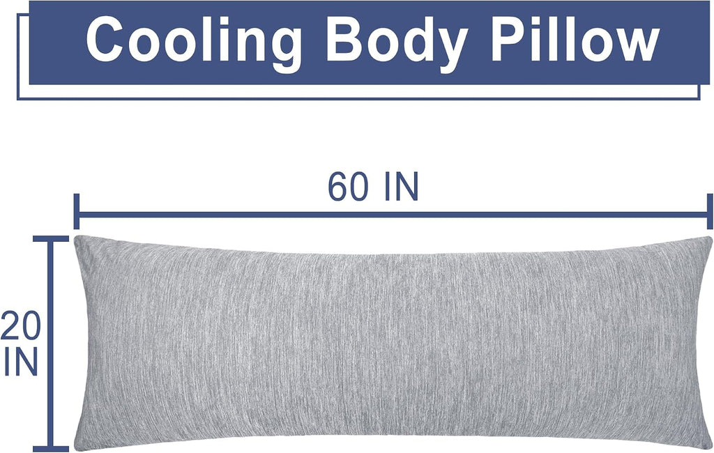 Dwcn Cooling Body Pillow for Adults, 20x60 Inch Light Grey - Shredded Memory Foam Body Pillow with Removable & Adjustable Filling, Full Bod…