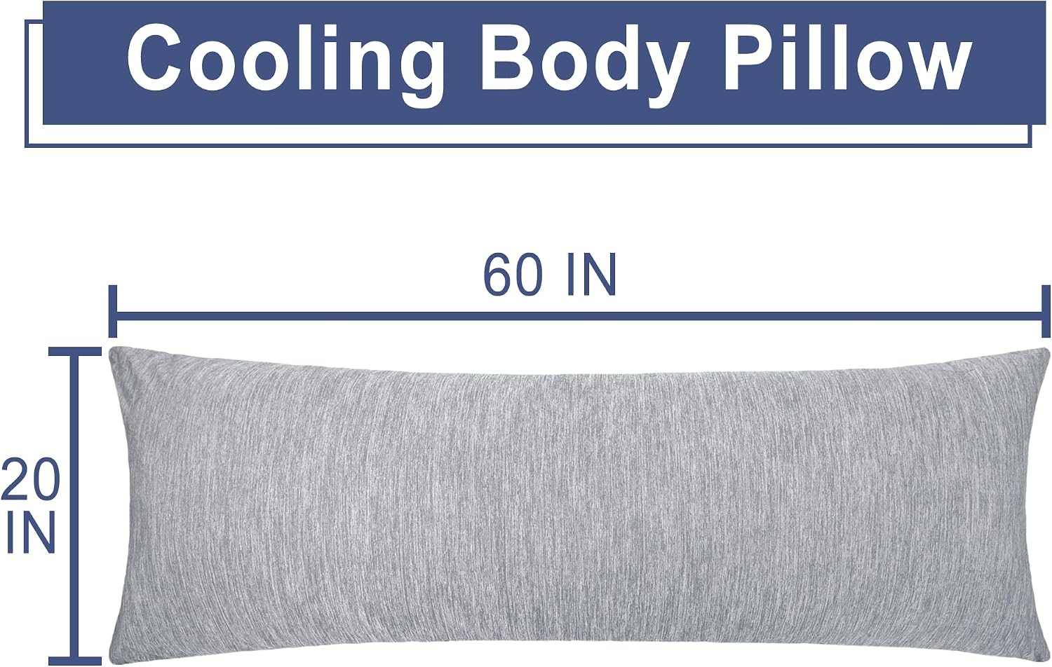 Dwcn Cooling Body Pillow for Adults, 20x60 Inch Light Grey - Shredded Memory Foam Body Pillow with Removable & Adjustable Filling, Full Bod…