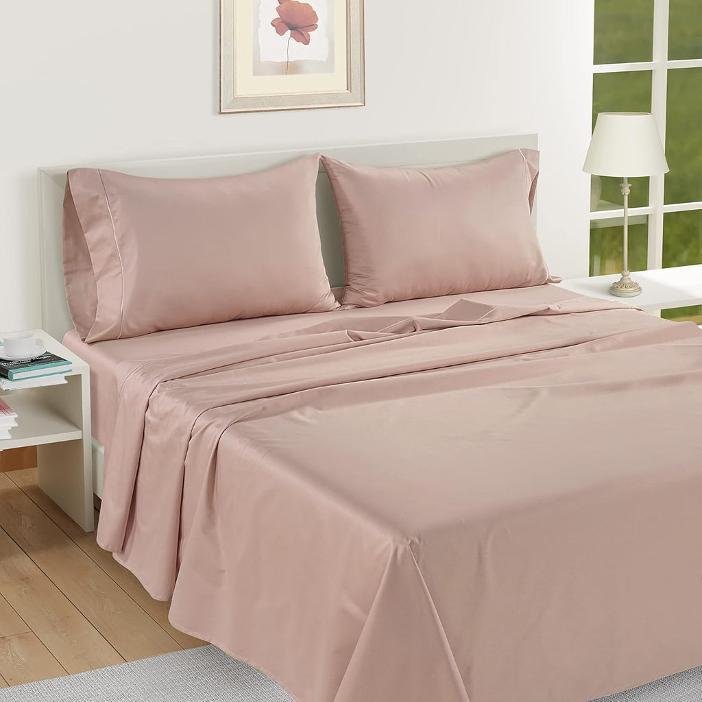 LaneLinen LANE LINEN Pillow Case Covers King Set of 2 100% Egyptian Cotton Sateen Soft Cool & Smooth Cases - Sepia Rose Cotton