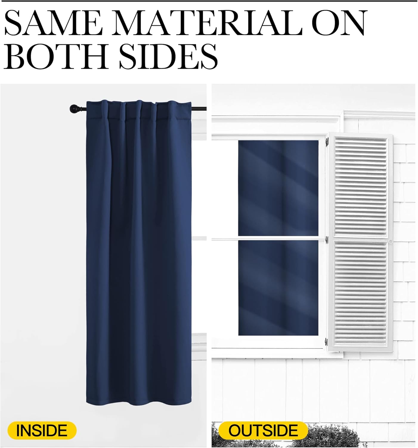 NICETOWN Blackout Draperies Curtains Window Drapes - (Navy Color) 42" W by 63" L, Set of 2, Home Fashion Thermal Blackout Room Darkening…