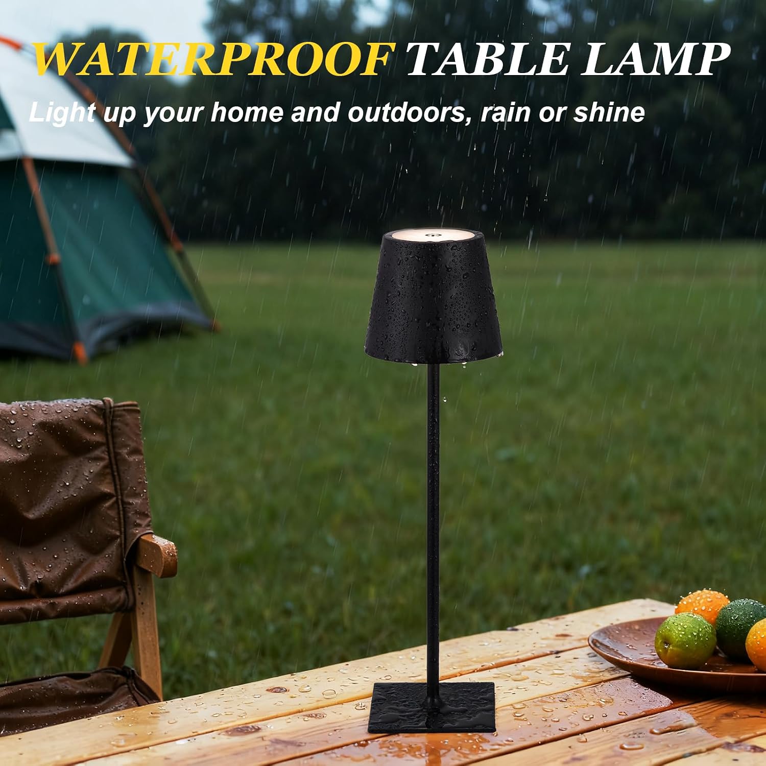 Kakanuo Cordless Rechargeable Table Lamp Black 5000mAh Battery Operated Lamps, 3 Colors Stepless Dimming Touch Lamp for Dining, Living…