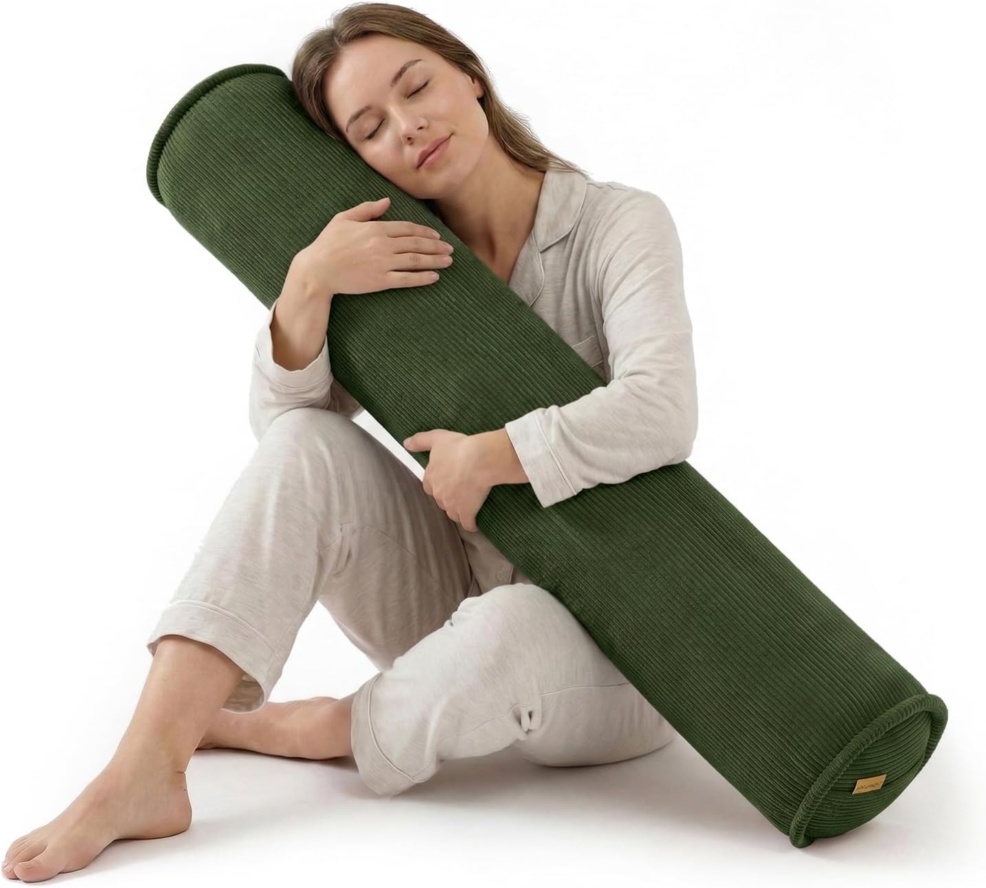 Body Pillow for Adults – Corduroy Long Round Bolster Pillow for Bed, Cuddle Pillow with Full Support for Side Sleepers & Restful Sleep,39…