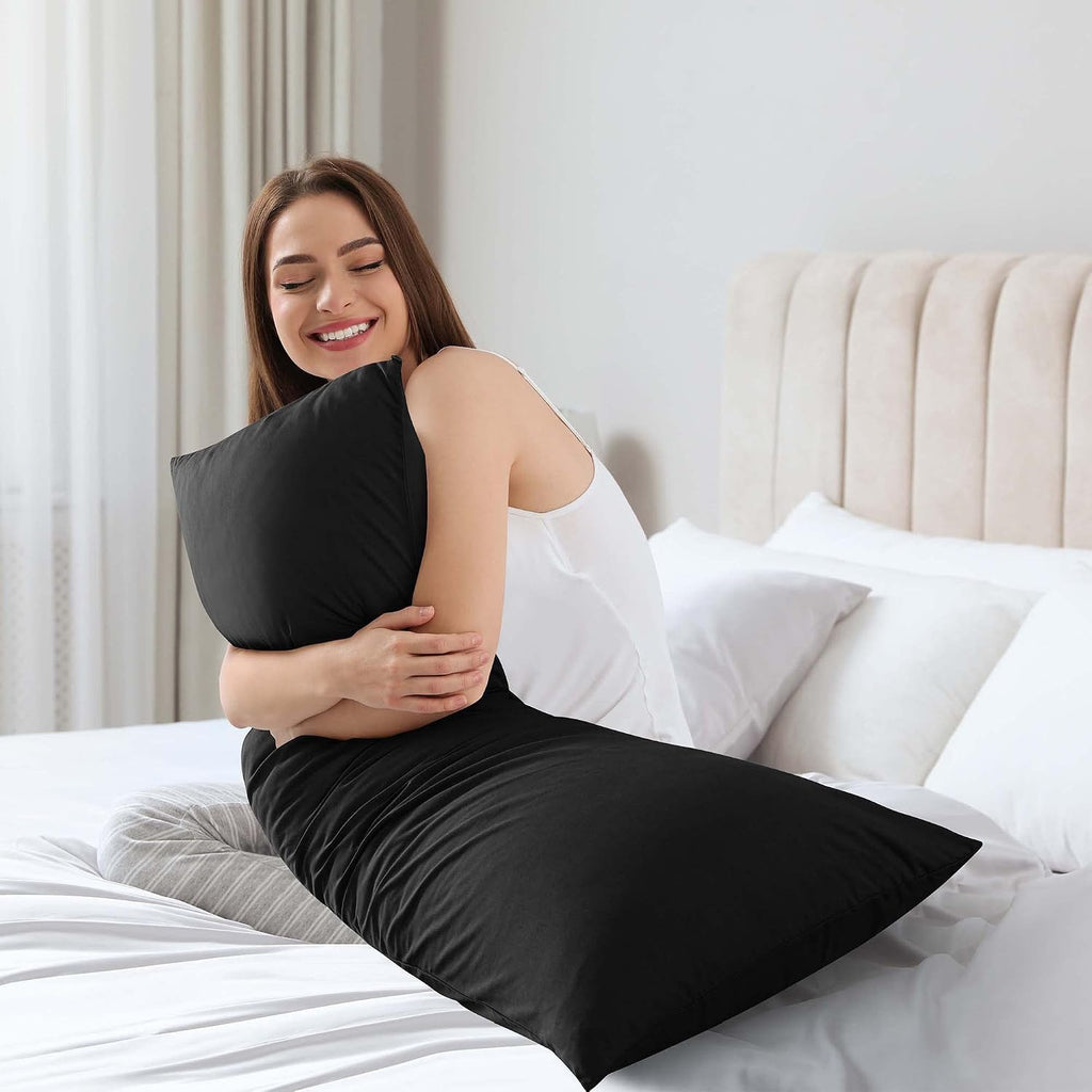 WhatsBedding Memory Foam Body Pillow with Breathable Zippered Cotton Cover, Full Body Pillow for Adults, Long Pillow for Sleeping, Firm Pil…