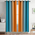 Yakamok Ombre Blue and Orange Curtains for Bedroom, Gradient Room Darkening Curtains, Grommet Thermal Insulated Light Blocking Window Drape…