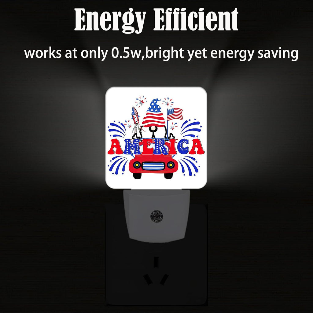 Happy Independence Day Night Light, Plug Into Wall with Dusk to Dawn Light Sensors, Warm Nightlights for Bedroom, Bathroom, Hallway…