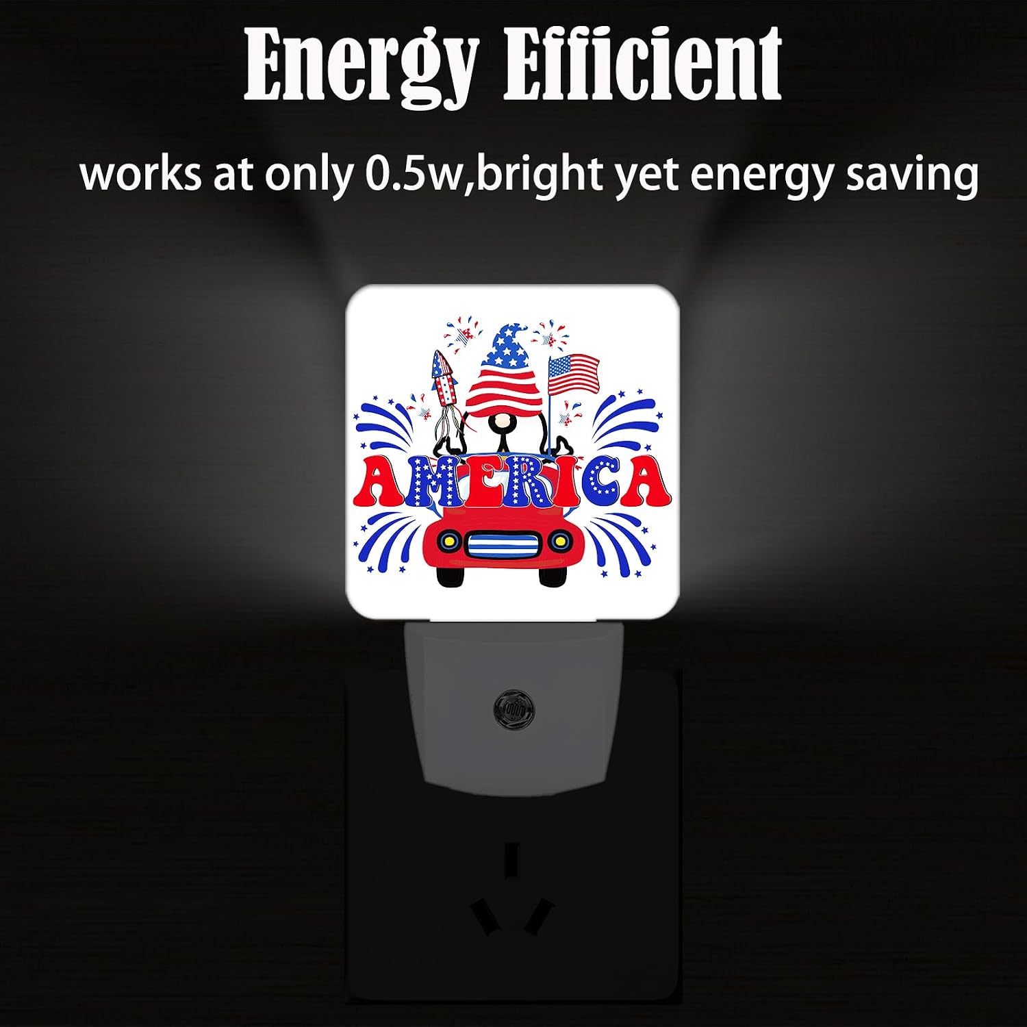 Happy Independence Day Night Light, Plug Into Wall with Dusk to Dawn Light Sensors, Warm Nightlights for Bedroom, Bathroom, Hallway…