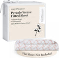 Twin Fitted Sheet with 18" Deep Pockets, No Flat - Percale Weave Natural - Breathable 100% Cotton Printed Bedding, 1 Fitted Sheet + 1…