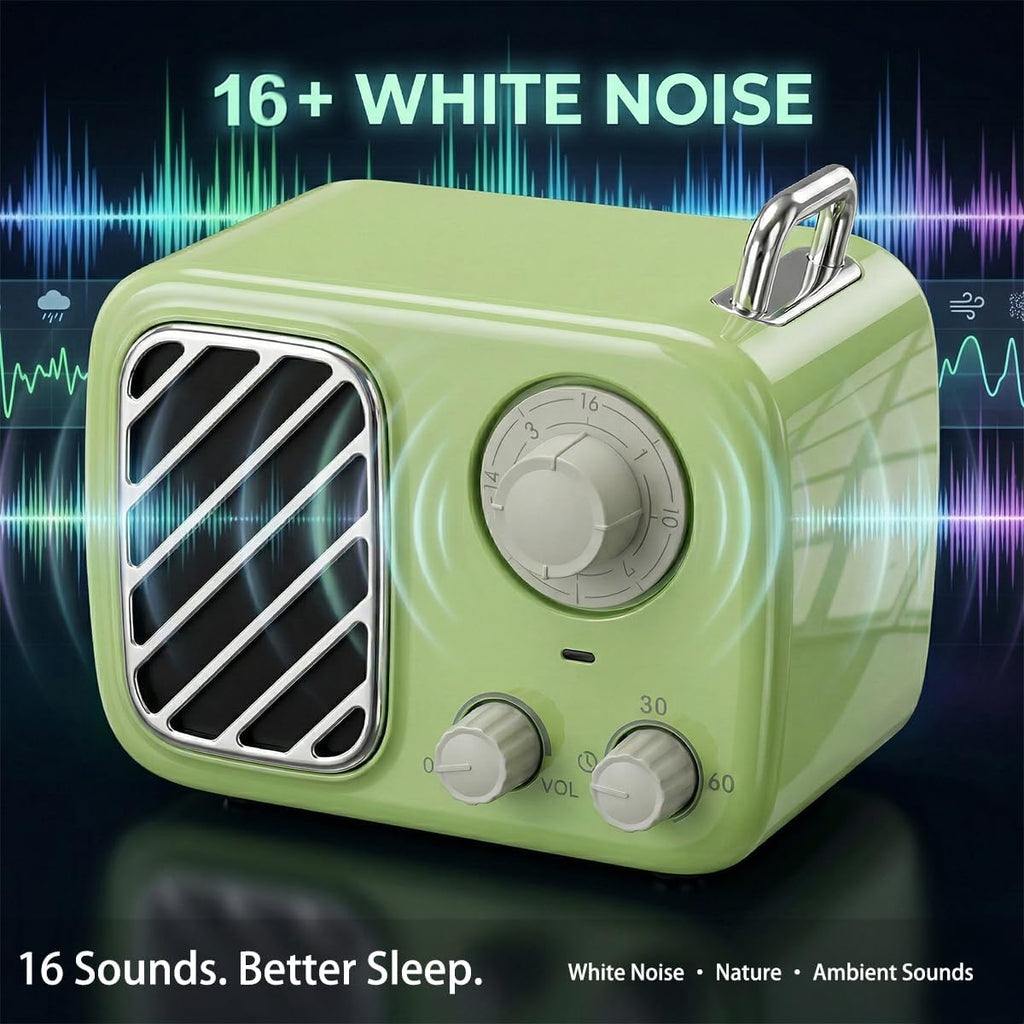 Portable White Noise Machine – Rechargeable, Vintage Knob Design, 16 Non-Looping Sounds for Baby & Adults, Travel Sound Machine with…