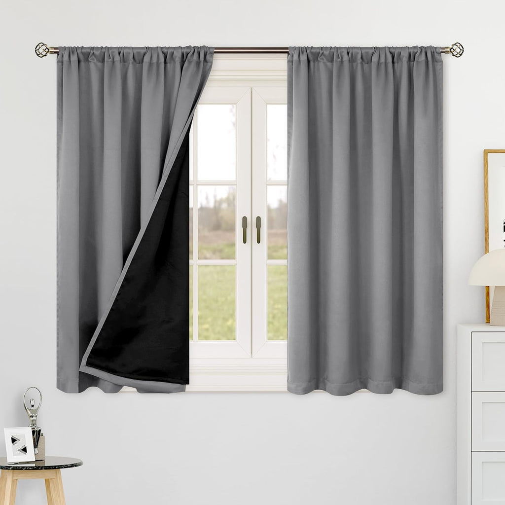 Gment 100% Blackout Curtains 48 Inches Long, Privacy RV Curtains for Small Camper Windows Thermal Insulated Room Darkening Rod Pocket and…