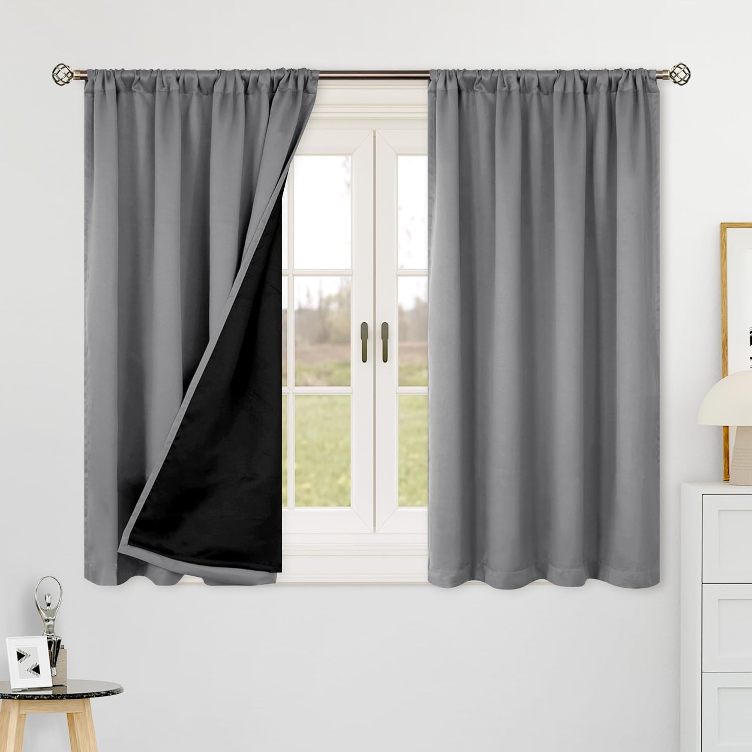 Gment 100% Blackout Curtains 48 Inches Long, Privacy RV Curtains for Small Camper Windows Thermal Insulated Room Darkening Rod Pocket and…