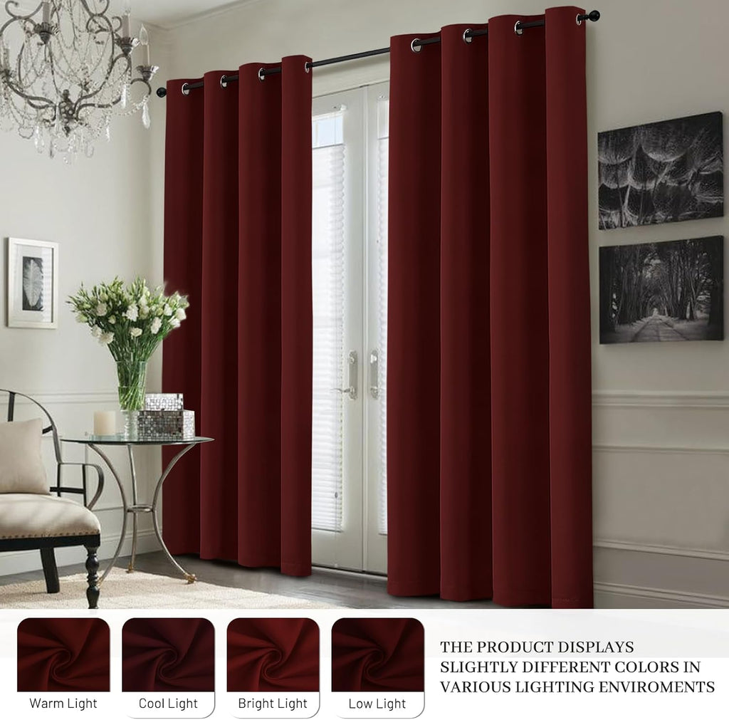 Yakamok 100% Blackout Curtain Panels 84 inches Cold and Light Blocking Drapes for Nursery, 2 Thick Layers Thermal Insulated Draperies (2 Pi…