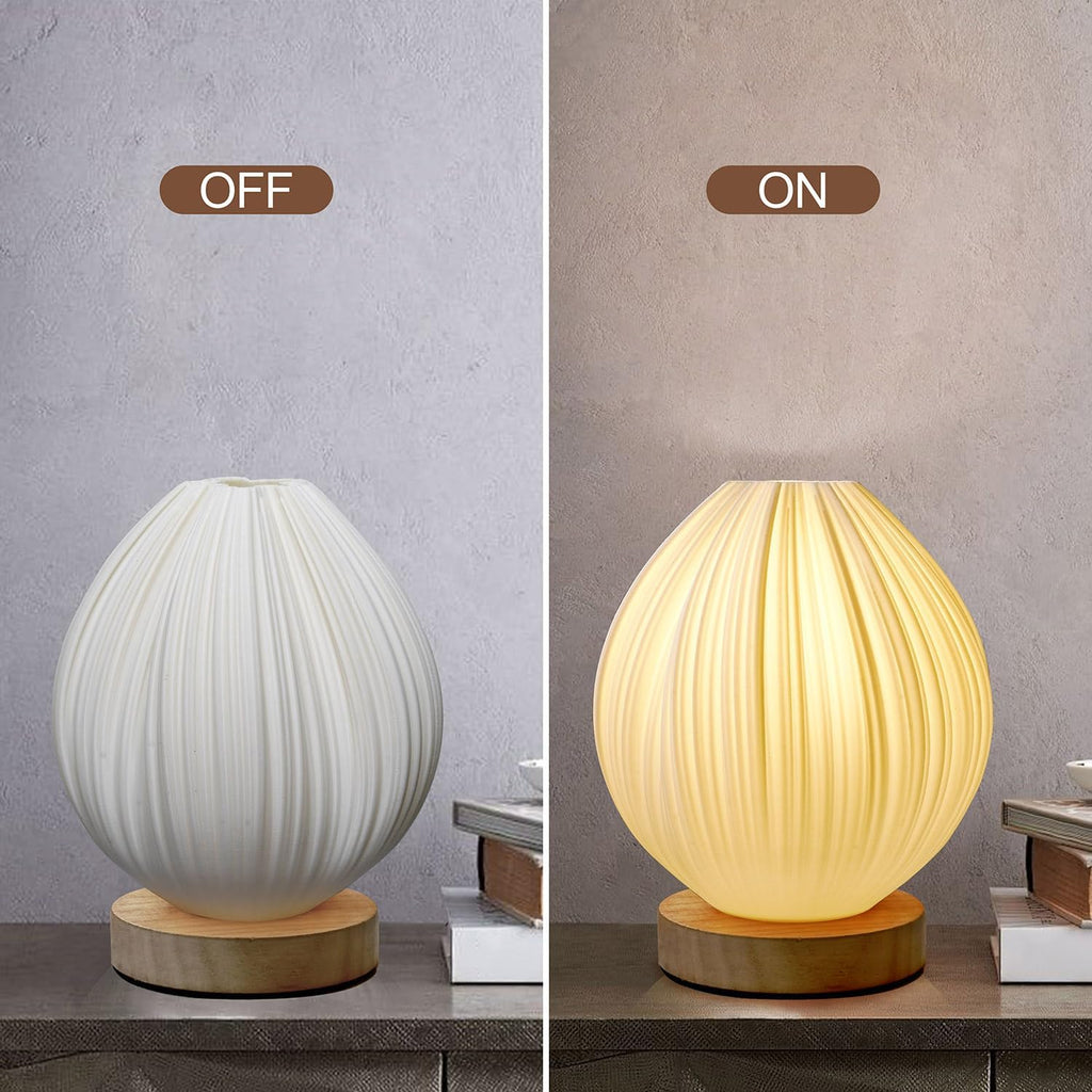 Zenply Novelty Small Table Lamp for Bedroom & Living Room, Vintage Style Striped Night Light, Mini Bedside Lamp for Small Spaces & Kids…