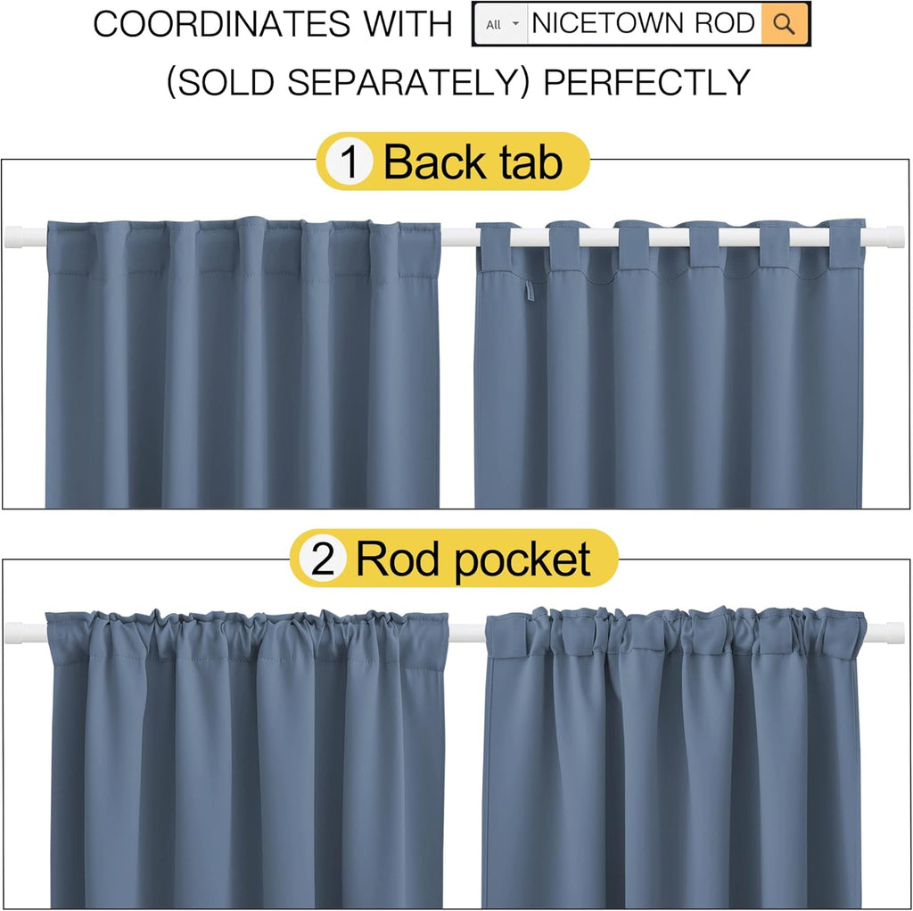 NICETOWN RV Curtains for Camper Windows - (Stone Blue Color) 34x54 Inch, 2 Panels Set, Thermal Insulated Room Darkening Blackout…