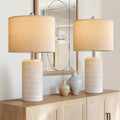 PoKat 24" Modern Ceramic Table Lamps Set of 2 for Bedroom, White Bedside Lamps for Night Stands, Farmhouse Desk Decor Nightstand Table…