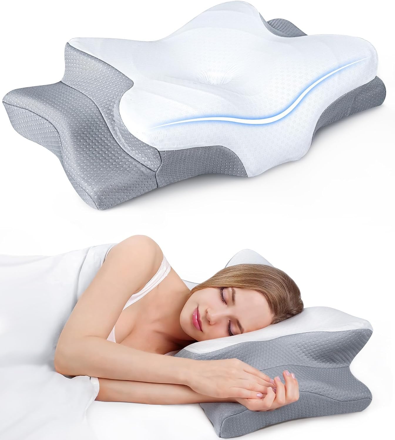 Cozyplayer Ultra Cooling Pillow for Neck Support, Adjustable Cervical Pillow Cozy Sleeping, Odorless Ergonomic Contour Memory Foam Pillows,…