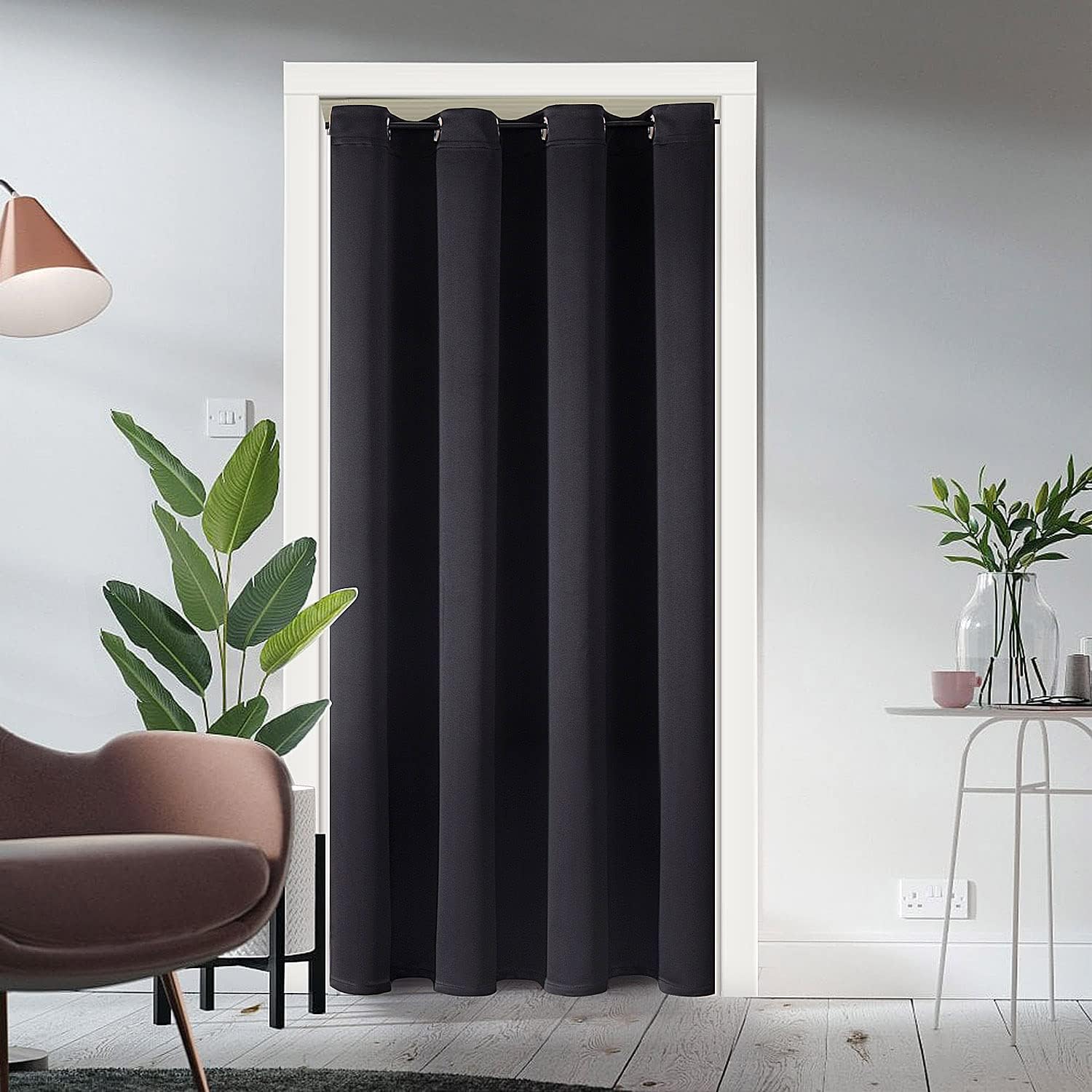 ChrisDowa Blackout Door Curtains for Doorway Privacy, Grommet Closet Curtains for Bedroom Closet Door, Thermal Insulated Temporary Doorway…