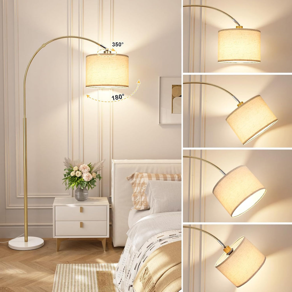 Ambimall Dimmable Arc Floor Lamp with Remote, Color Temperatures and Brightness Adjustable, Arched Floor Lamp with Rotating Head, Over…