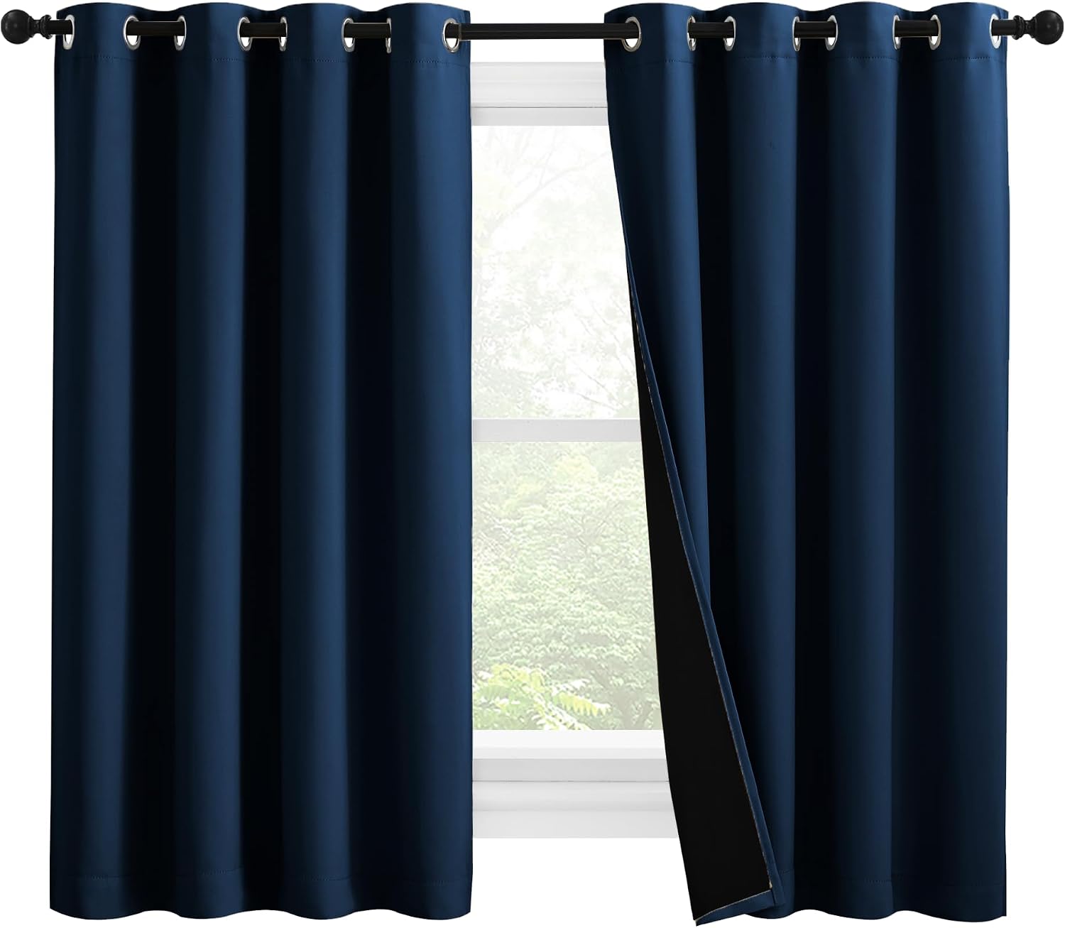 Nicetown 100% Blackout Curtains with Black Liners, Thermal Insulated Full Blackout 2-Layer Lined Drapes, Noise Cancellation Window Draperie…