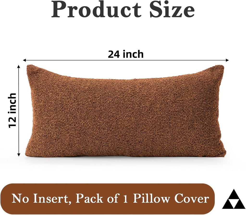 JoraLion 12x24 inch Boucle Lumbar Pillow Cover, Rust Woven Texture Neutral Long Pillow Cover Breathable Cushion Case for Couch Sofa Bed…