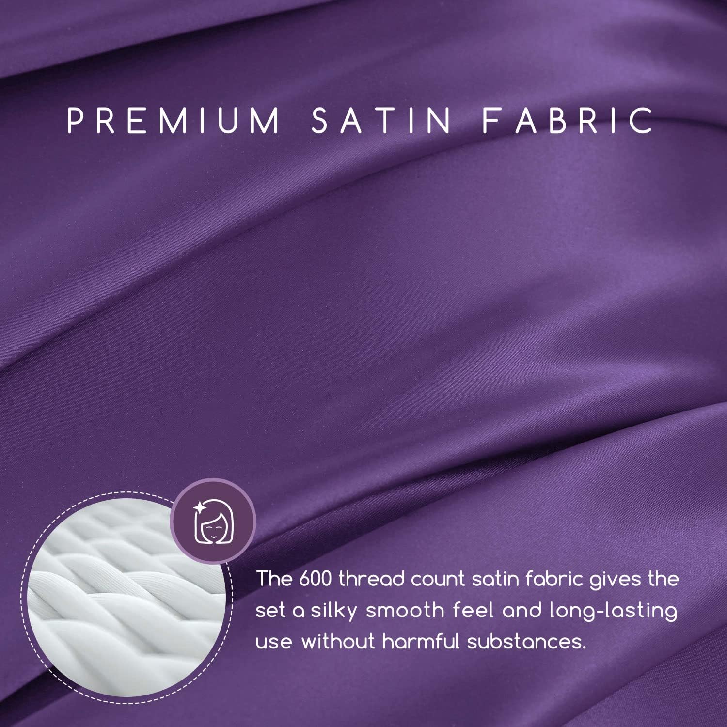 MR&HM Satin Bed Sheets, King Size Sheets Set, 6 Pcs Silky Bedding Set with 15 Inches Deep Pocket for Mattress (King, Lavender) 6 Pcs 1…