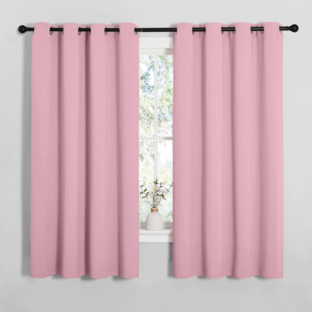NICETOWN Bedroom Curtain Panels Blackout Draperies, Thermal Insulated Solid Grommet Blackout Curtains/Drapes (Crystal Pink, 1 Pair, 55 by…