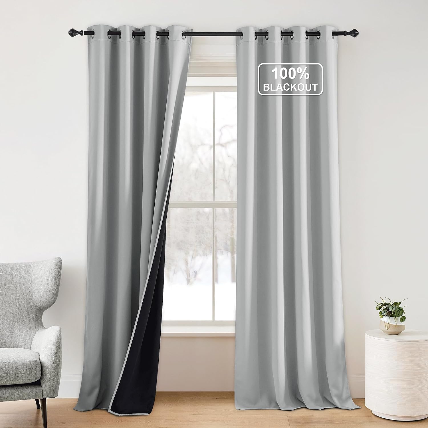 NICETOWN Plylux Blackout Curtains 84 inch Long 2 Panels for Bedroom, Grommet Thermal Insulated Room Darkening Curtains for Living Room…