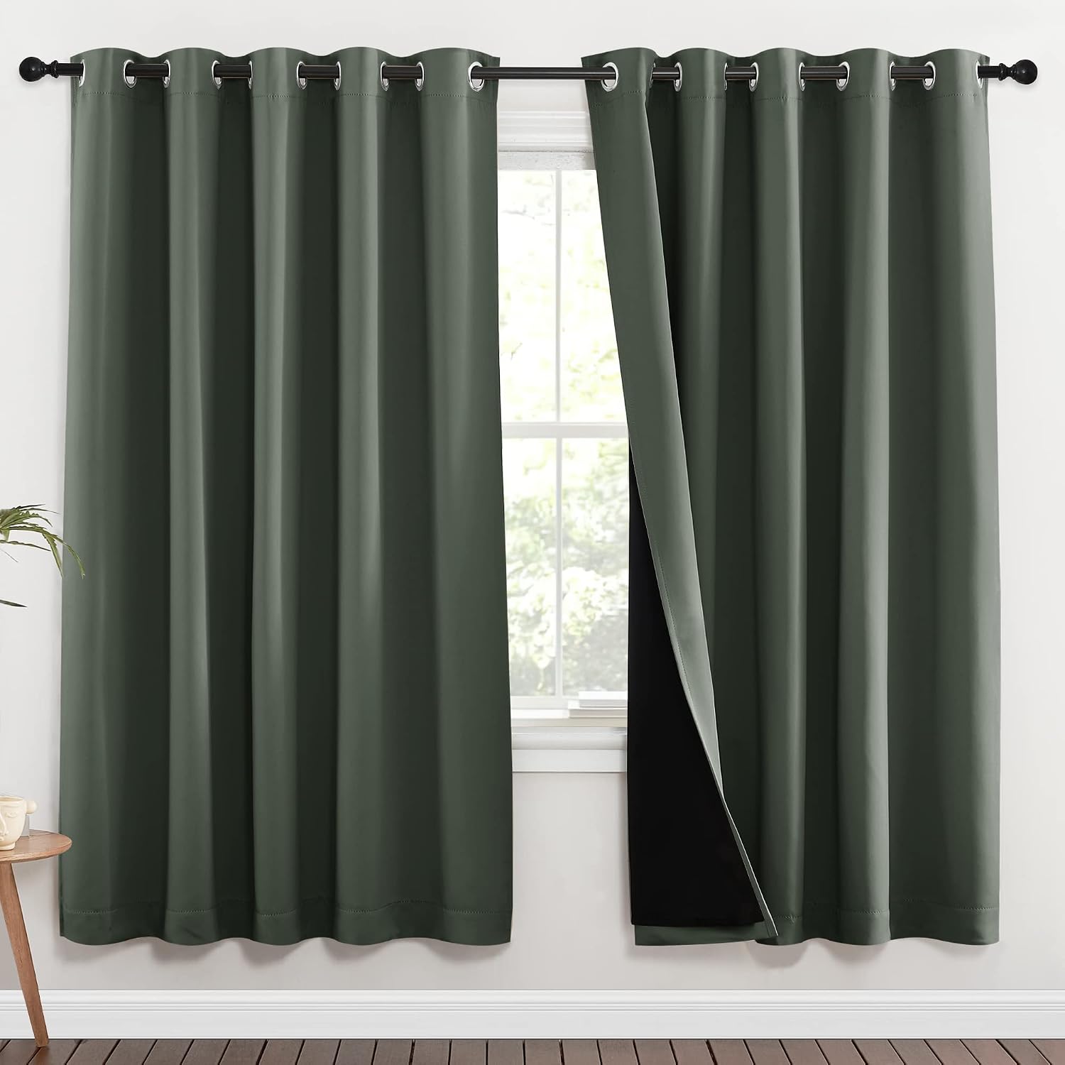 Nicetown 100% Blackout Window Curtain Panels, Full Light Blocking Drapes with Black Liner for Nursery, 72-inch Drop Thermal Insulated Drape…