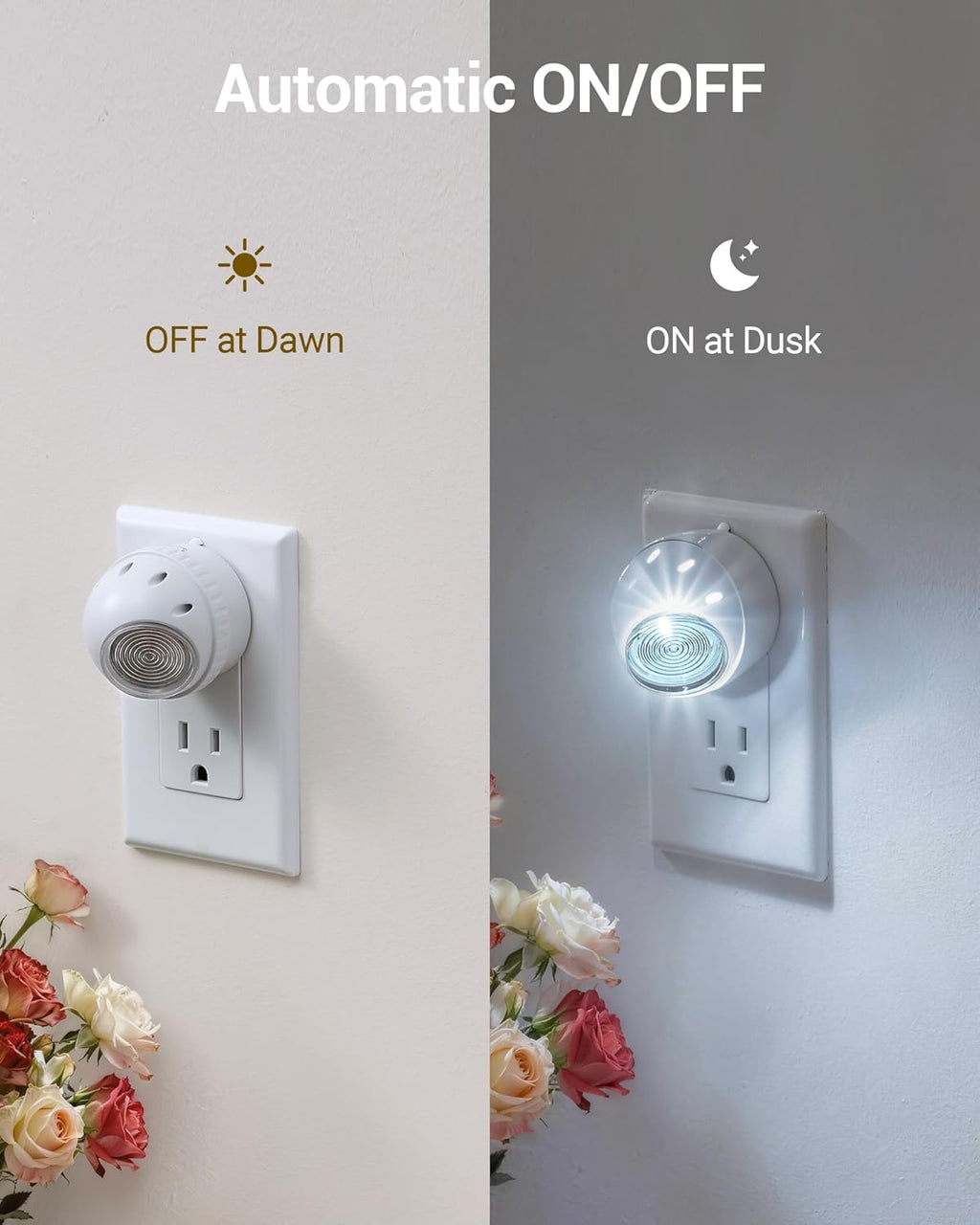 DEWENWILS Plug in Night Lights into Wall, Dusk to Dawn Sensor, 360° Rotating, Directional LED Nightlights for Kids, Nursy, Hallway…