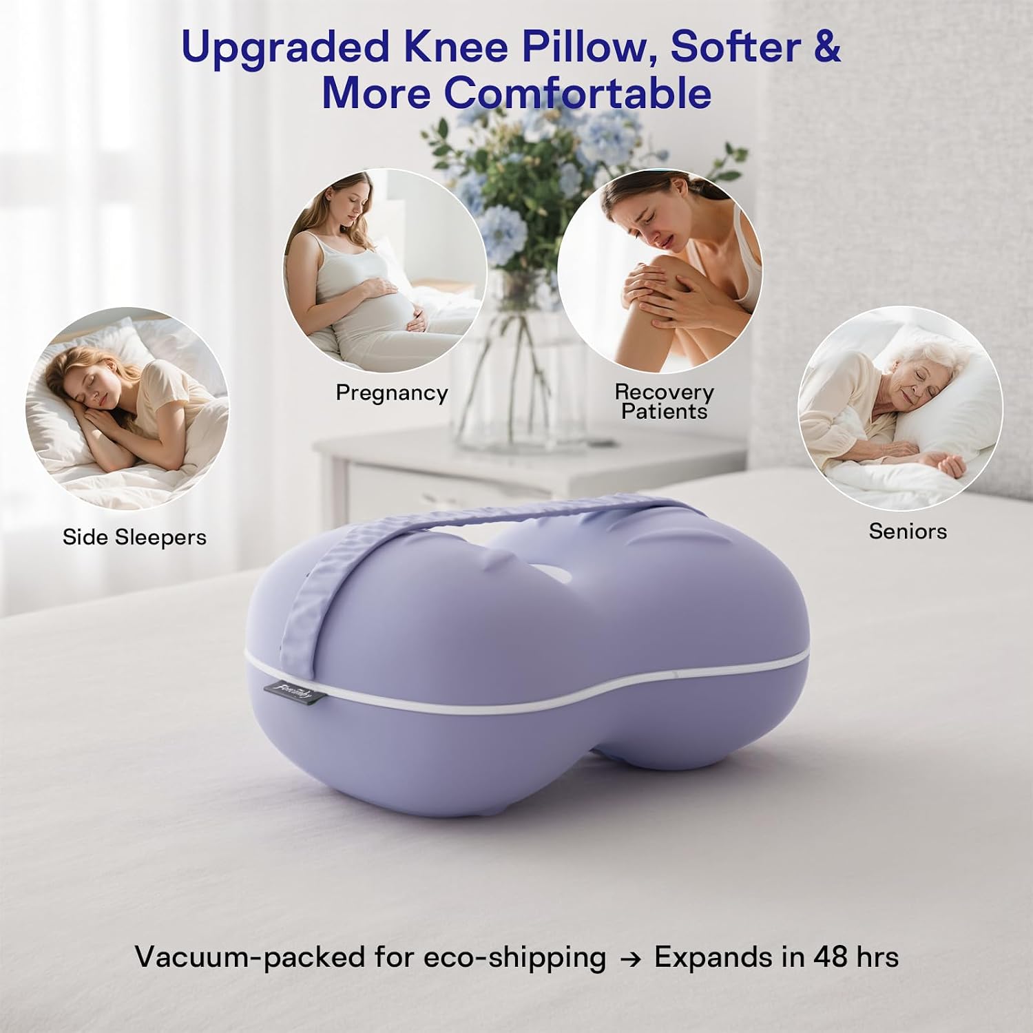 Knee Pillow for Side Sleepers - Smooth Spine Alignment Pillow, Memory Foam Knee Pillows for Back Hip Pain, Spine Aligning, Sciatica…