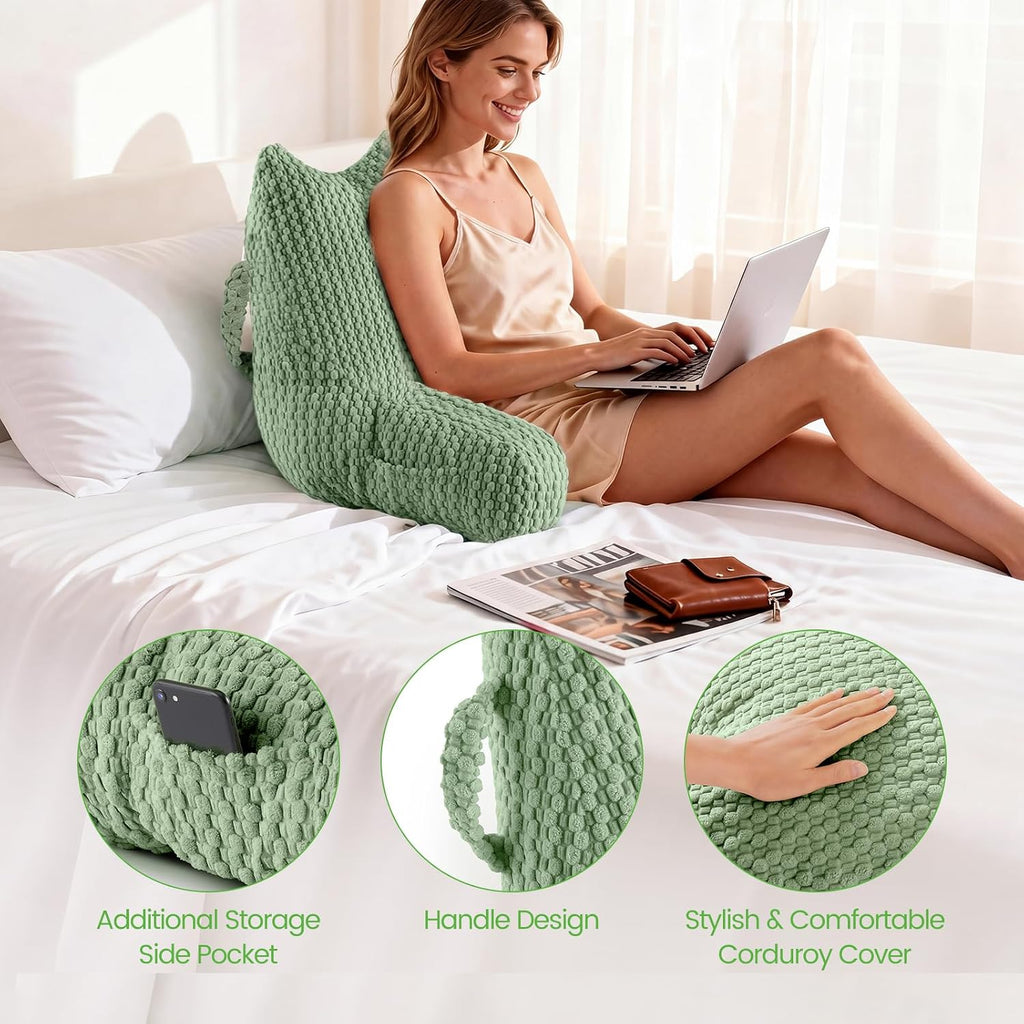 Yagamo Reading Pillow for Bed Sitting Up, Backrest Pillow with Shredded Memory Foam Filling, Back Support Cushion, Bed Rest Pillow w…