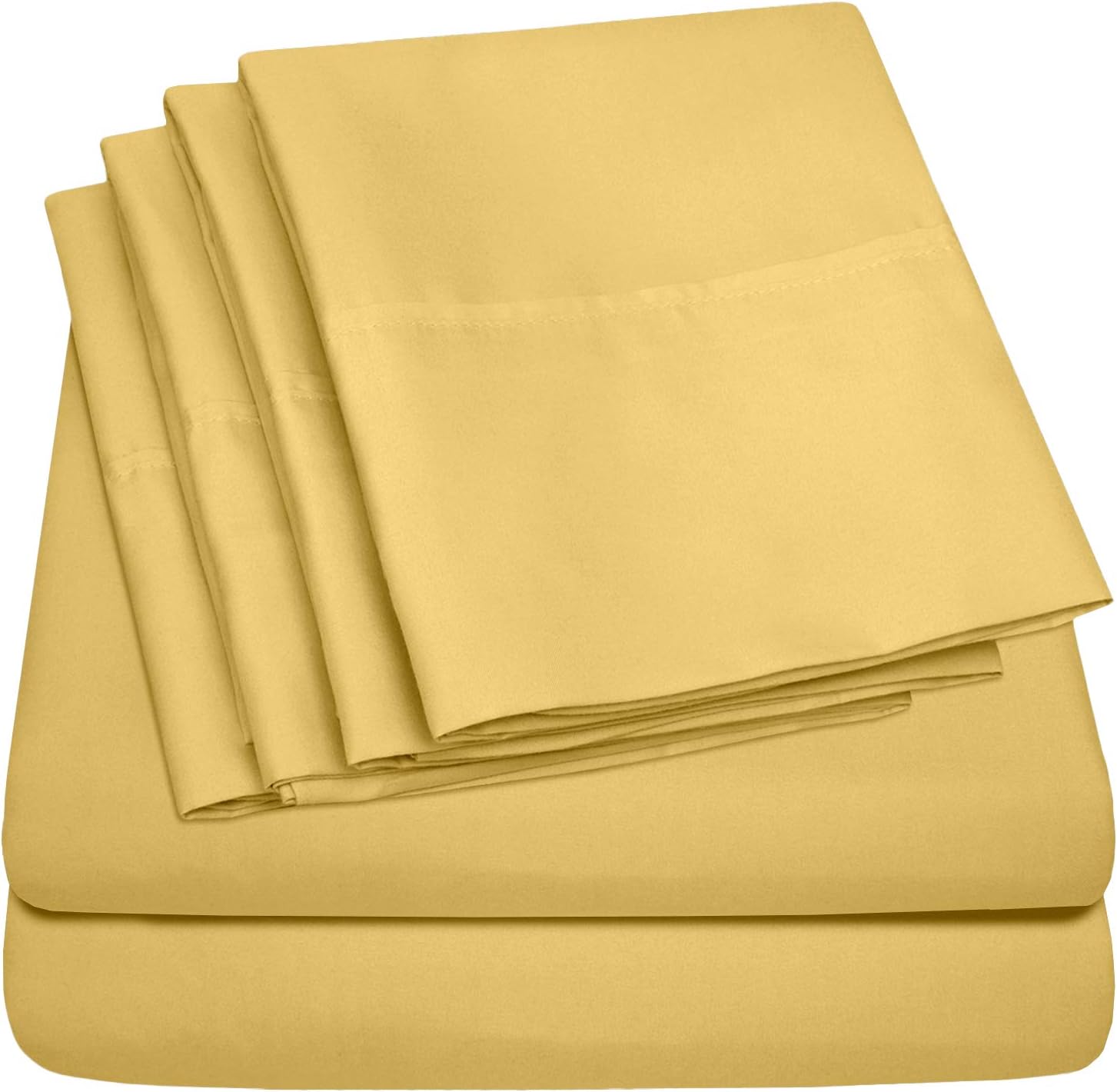 Queen Sheets Yellow - 6 Piece 1500 Supreme Collection Fine Brushed Microfiber Deep Pocket Queen Sheet Set Bedding - 2 Extra Pillow Cases…