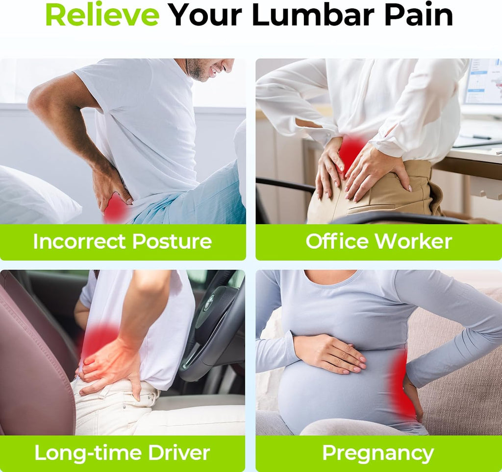 Auvon Lumbar Support Pillow for Office Chair with Patented Bulge for Lower Back Support, Ergonomic Office Home Essentials Improve Posture,…