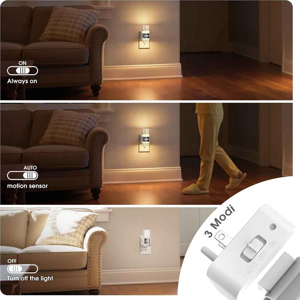JandCase Motion Sensor Night Light, Dimmable Night Lights Plug Into Wall, 3000k Soft White Night-Lights with 0-100Lm Adjustable…