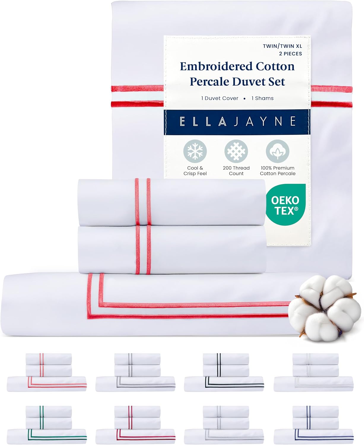 Ella Jayne Twin Duvet Cover (2 Pieces), 100% Cotton Percale, Twin/Twin XL, Soft, Breathable & Lightweight Including Duvet Cover Twin (1…