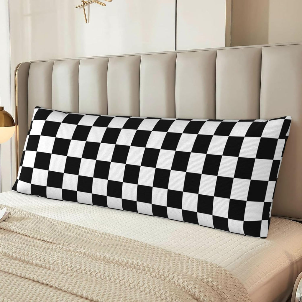 Sovvin Black and White Checkered Body Pillow Cover Checkerboard Print Long Pillow Case with Zipper Decorative Soft Cushion Bedding P…
