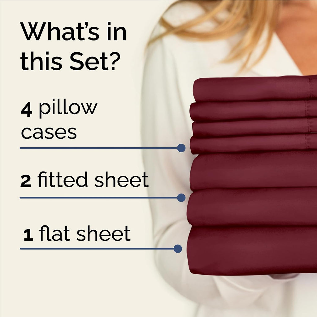Split King 7 Piece Sheet Set - Comfy, Breathable & Cooling - Soft Hotel Luxury Bedding for Women, Men, Kids, Teens and Children - 1 Flat…