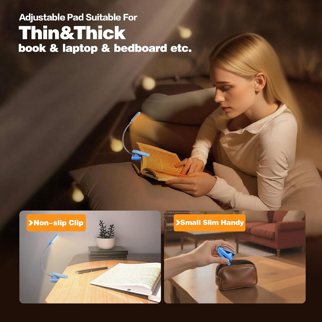 Vavofo Rechargeable Book Light for Reading in Bed Kids, 7 LED Reading Light with 9-Level Warm Cool White Daylight, Eye comfort Lamp with…