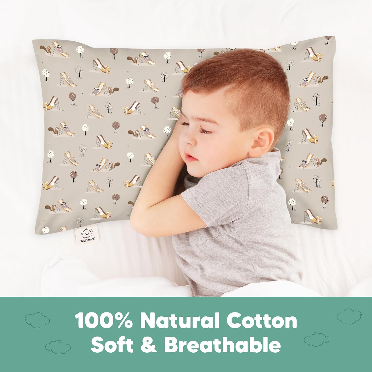 KeaBabies Toddler Pillowcase 13"x18" - Organic Cotton Toddler Pillowcase for Kids, Boys, Girls, Soft & Durable Cotton Cover for Miniature…