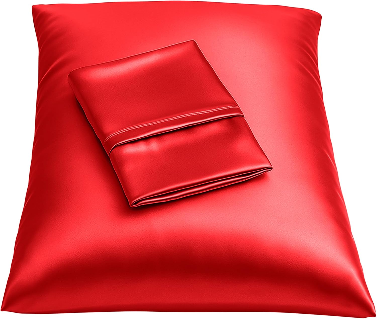 Blissford Satin Pillowcase with Zipper, for Hair and fabric comfort, Feels Soft and Cool Like a Silk Pillowcase, Red Satin Pillow Cases…