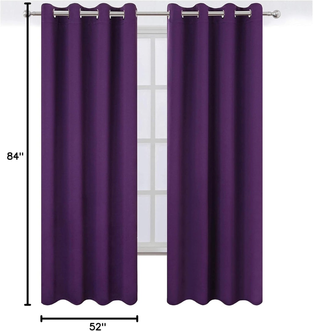Lemomo Purple Blackout Curtains 52 x 84 Inch Length/Set of 2 Curtain Panels/Thermal Insulated Room Darkening Curtains for Bedroom 84 Inch s…