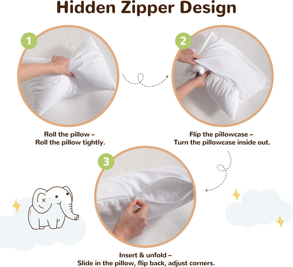 Ntbay 2 Pack Toddler Pillows with Pillowcases, Soft Cotton Down Alternative 13x18 with Microfiber Zippered Pillowcases for Sleeping in Crib…