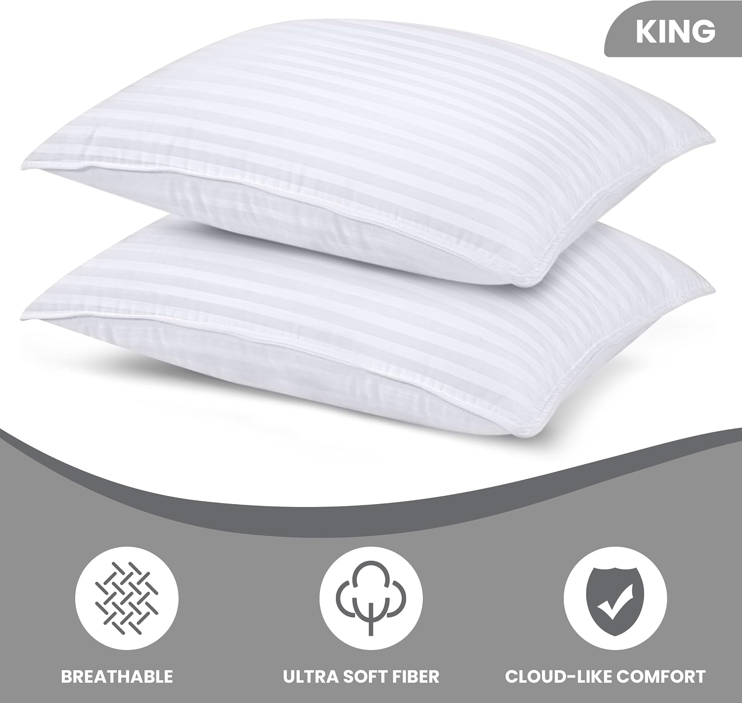 Utopiabedding Utopia Bedding Bed Pillows for Sleeping King Size (White), Set of 2, Down Alternative Pillow for Sleeping, Cooling Hotel Qual…