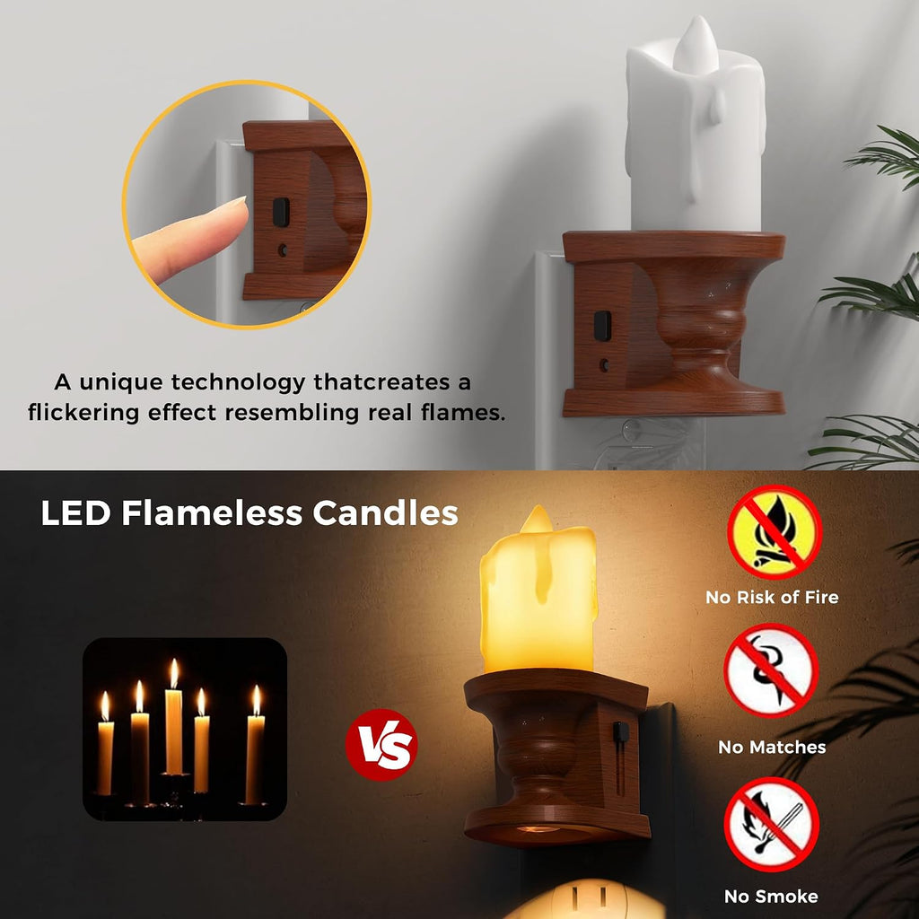 L LOHAS LED Night Light,[2-Pack] Flameless Candle Night Light with 3 Lighting Model, Dusk to Dawn Sensor, Brightness Adjustable,3000K Soft…