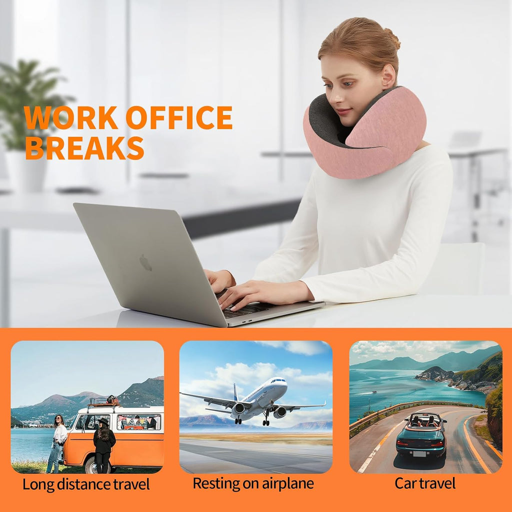 Travel Neck Pillow for Airplane – Memory Foam 360° Support Compact Design Ergonomic Flight Pillow for Sleeping & Neck Support Portable…