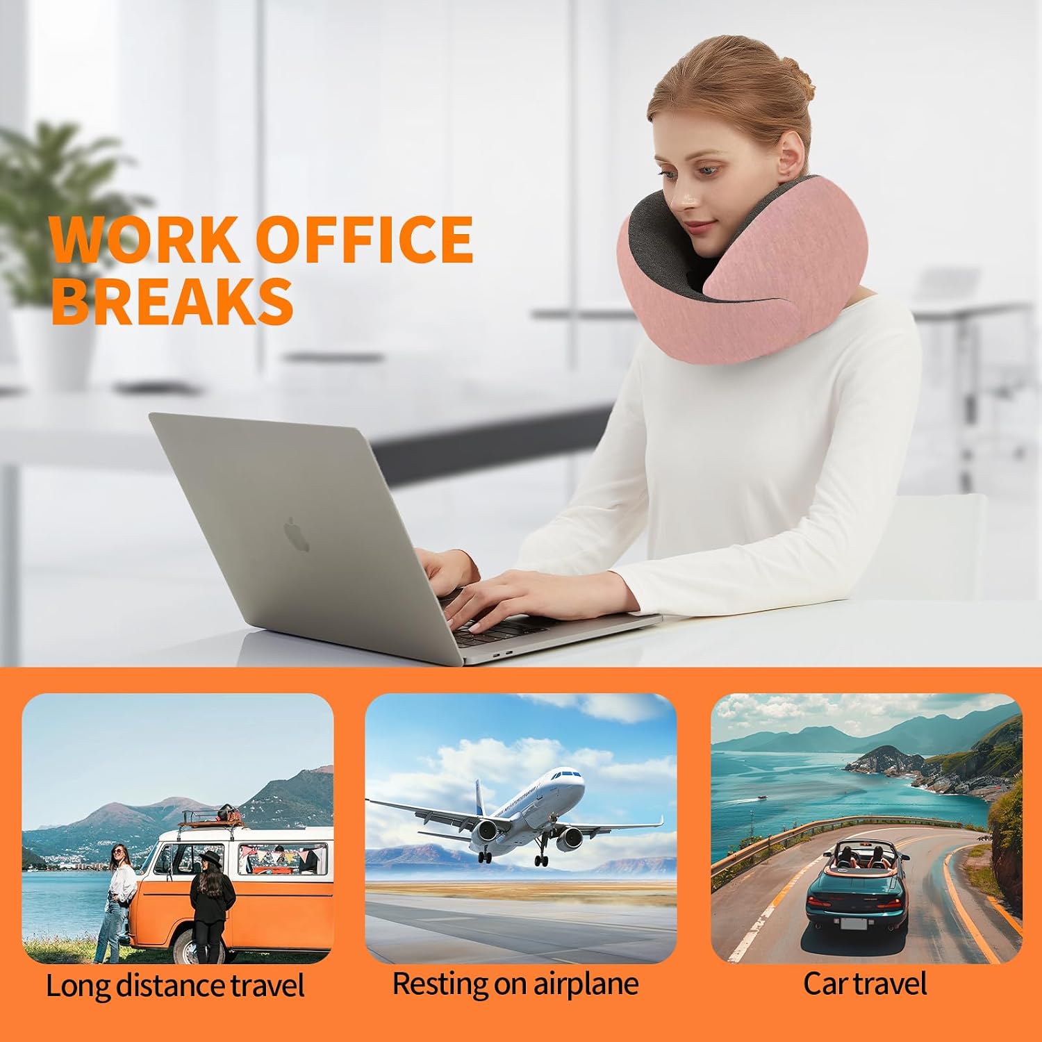 Travel Neck Pillow for Airplane – Memory Foam 360° Support Compact Design Ergonomic Flight Pillow for Sleeping & Neck Support Portable…