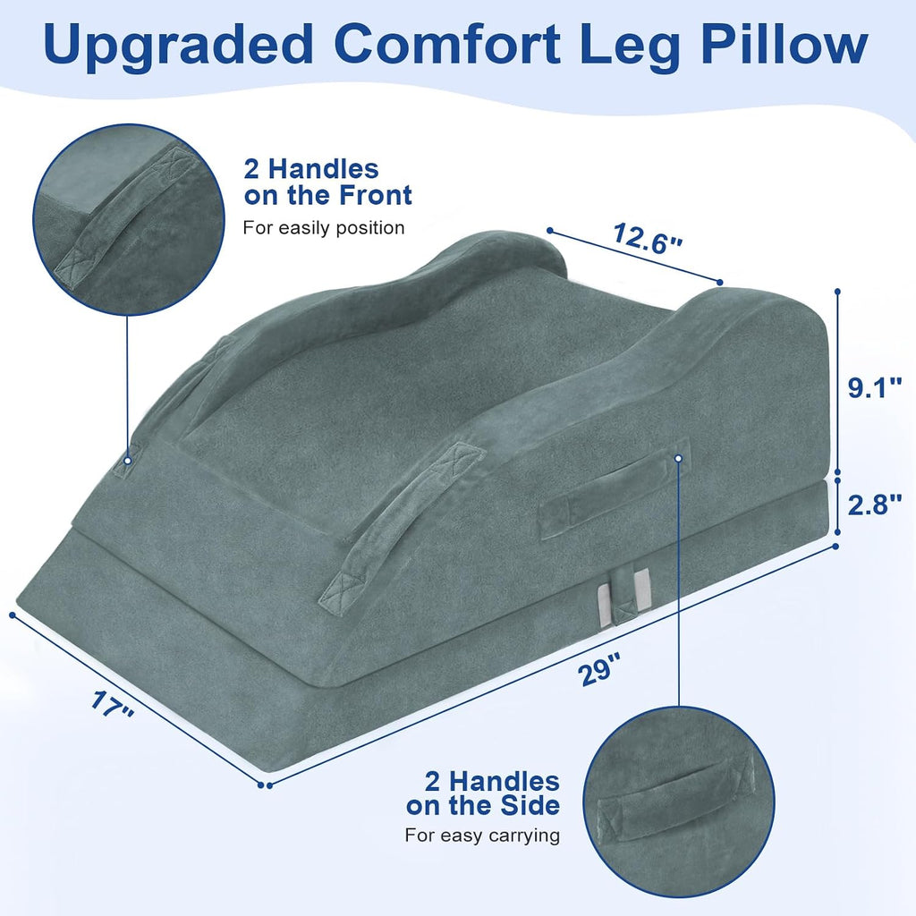 KingPavonini Adjustable Leg Elevation Pillows for After Surgery with Ergonomic Curve, Cooling Memory Foam Leg Pillow for Knee Surgery Recov…
