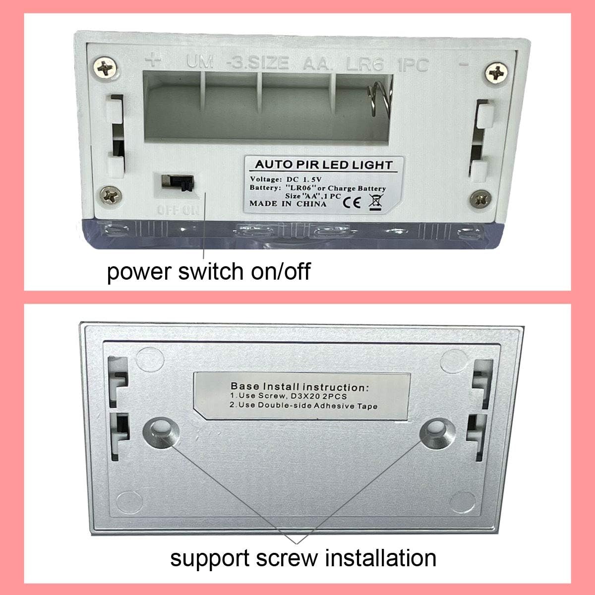 Home Keyhole Infrared PIR Wireless Auto Sensor Motion Detector LED Light lamp for Kitchen Hallway Stairway Silver