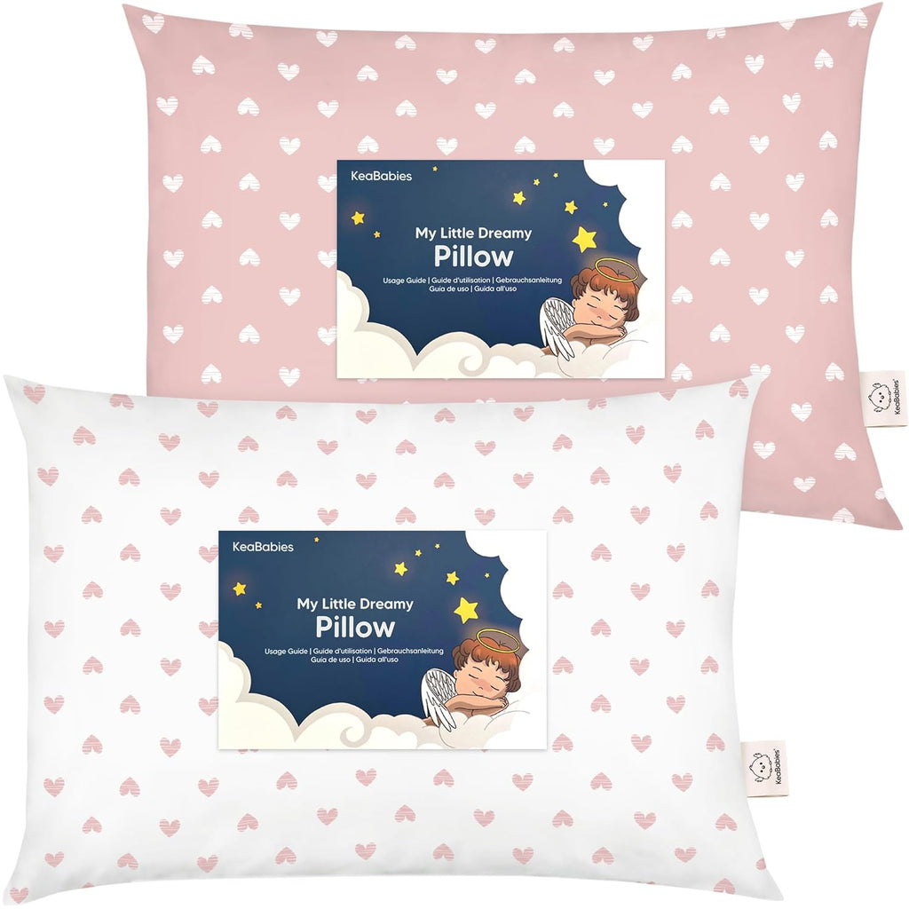 KeaBabies 2-Pack Toddler Pillows 2 Year Old to 5-13x18 Soft Organic Cotton Kids Pillow for Sleeping, Travel, School, Daycare, Nap…
